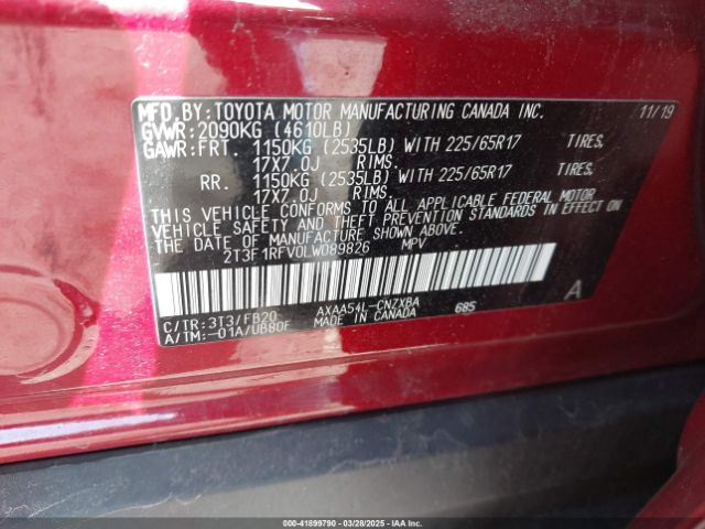 2T3F1RFV0LW089826 Toyota RAV4 LE