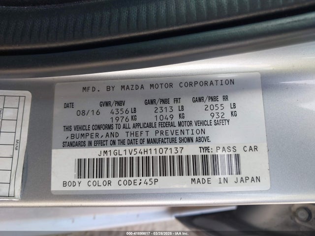 JM1GL1V54H1107137 Mazda Mazda6 Touring
