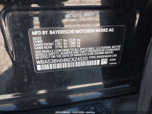 WBA53BH04NCK24520 BMW 530 I