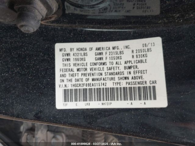 1HGCR2F89EA015742 Honda Accord Ex-l