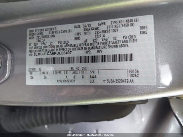 5LMCJ1CA6PUL08497 Lincoln Corsair Standard