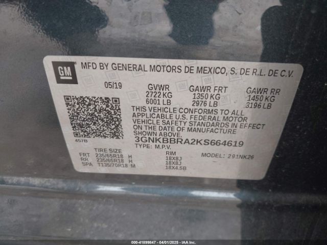 3GNKBBRA2KS664619 Chevrolet Blazer