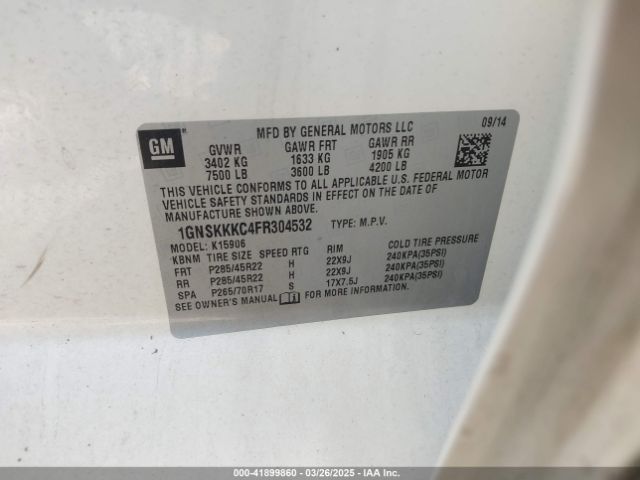 1GNSKKKC4FR304532 Chevrolet Suburban 1500 Ltz