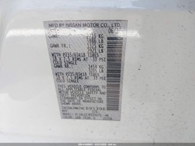 5N1DR2MN7HC695396 Nissan Pathfinder Sl