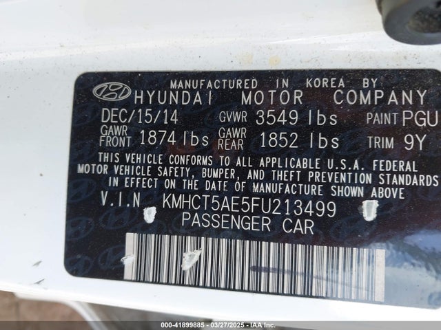Hyundai ACCENT GS 2015 KMHCT5AE5FU213499 Image 9