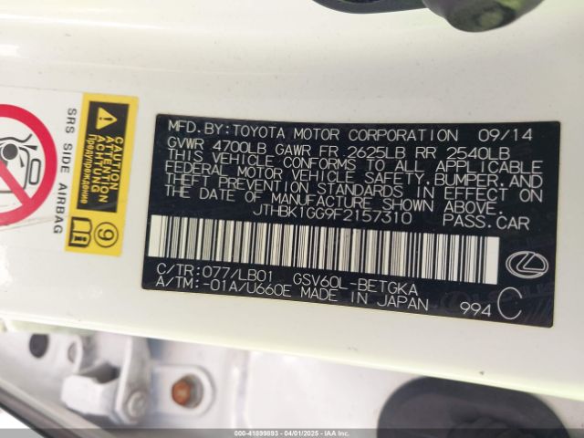 JTHBK1GG9F2157310 Lexus ES 350
