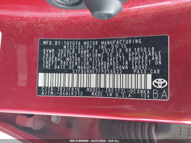 5YFBURHE7FP256622 Toyota COROLLA LE