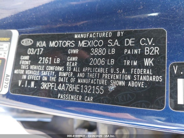 KIA FORTE LX 2017 3KPFL4A78HE132155 Image 9