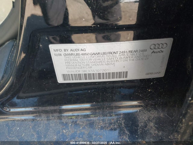 2007 AUDI A4 WAUDF78E37A107201 Photo 8