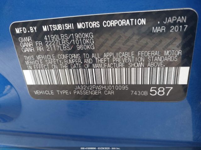 JA32V2FW2HU010095 Mitsubishi Lancer Sel