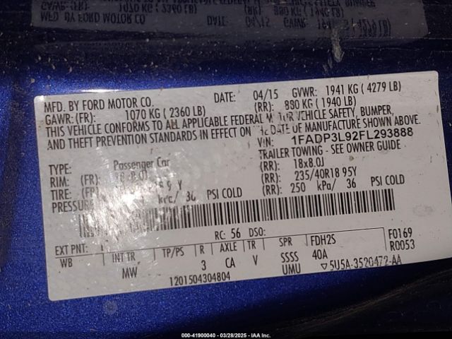 1FADP3L92FL293888 Ford FOCUS ST