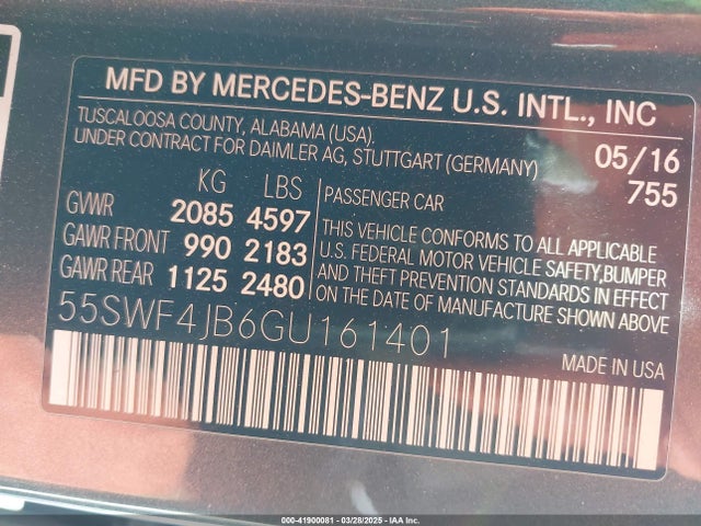 55SWF4JB6GU161401 Mercedes-Benz C 300 Luxury/sport