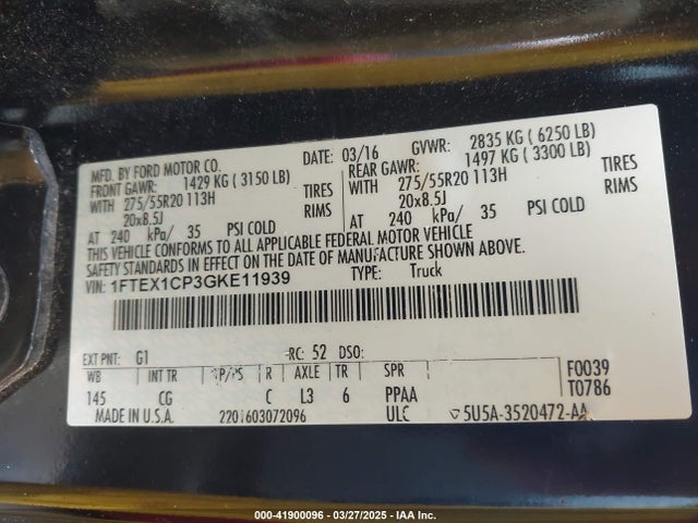 Ford F-150 Xl 2016 1FTEX1CP3GKE11939 Image 9