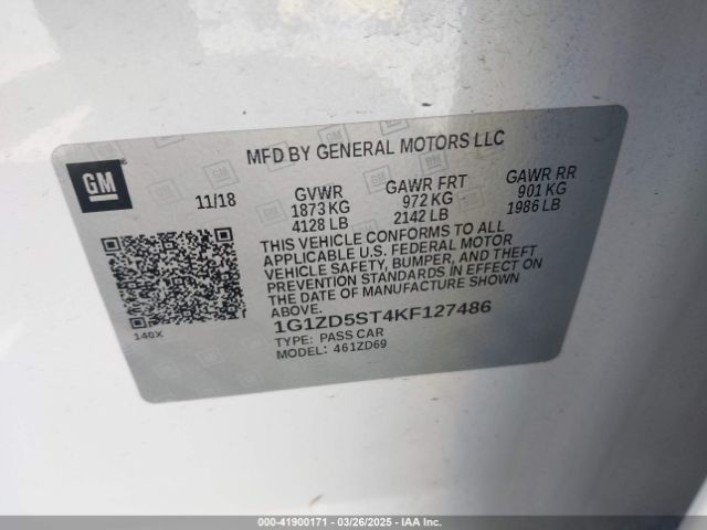 1G1ZD5ST4KF127486 Chevrolet MALIBU LT
