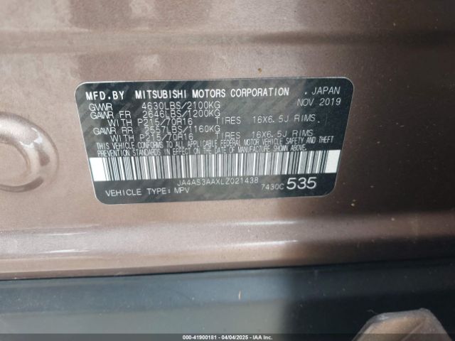 2020 MITSUBISHI ECLIPSE CROSS JA4AS3AAXLZ021438 Photo 8