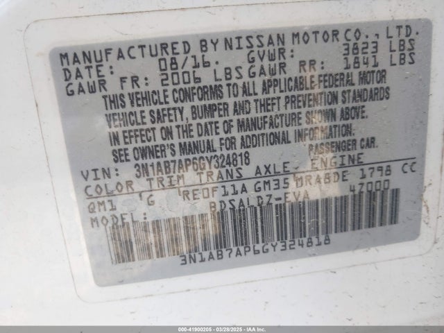 3N1AB7AP6GY324818 Nissan SENTRA SV