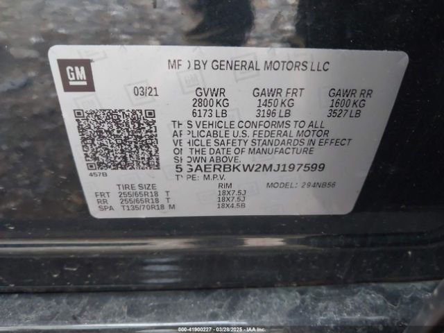 5GAERBKW2MJ197599 Buick Enclave Fwd Essence