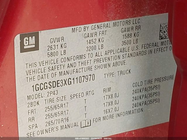 1GCGSDE3XG1107970 Chevrolet Colorado Z71