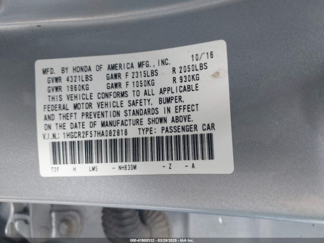 1HGCR2F57HA082818 Honda Accord Sport