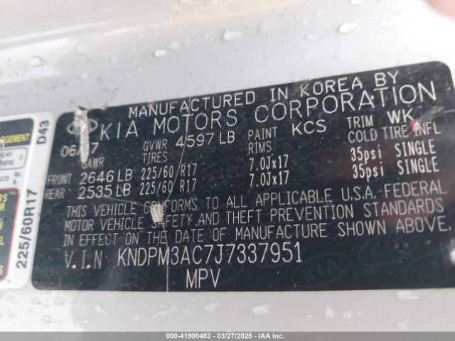 KNDPM3AC7J7337951 KIA Sportage Lx