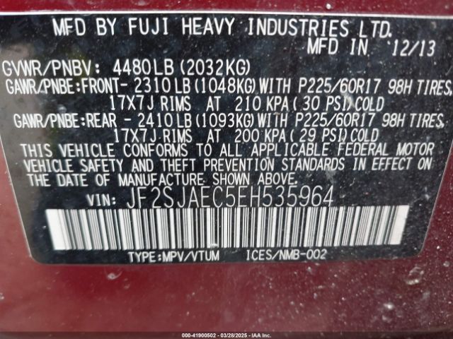 JF2SJAEC5EH535964 Subaru Forester 2.5i Premium