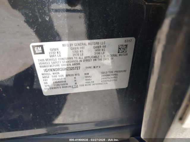 1GYKNDRS6HZ325727 Cadillac XT5 LUXURY