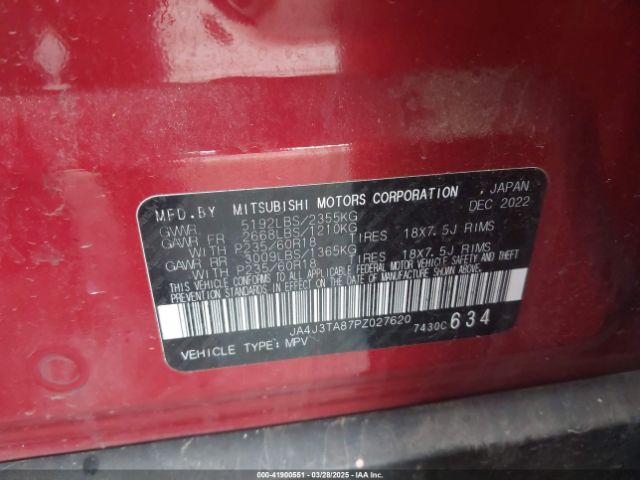 JA4J3TA87PZ027620 Mitsubishi Outlander Es 2.5 2wd