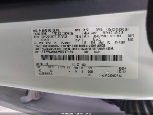1FT7W2A68MEE17189 Ford F-250 Xl