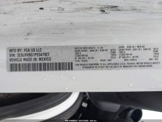 3C6LRVBG1PE547927 RAM Promaster 1500 High Roof 136 Wb