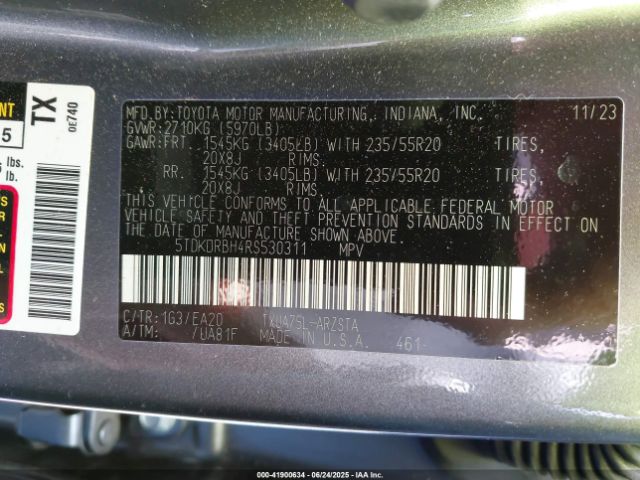 2024 TOYOTA HIGHLANDER 5TDKDRBH4RS530311 Photo 8