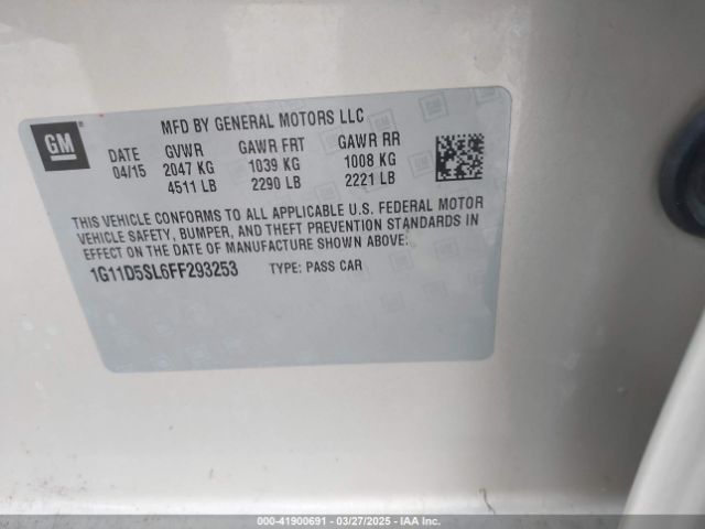 1G11D5SL6FF293253 Chevrolet MALIBU 2LT