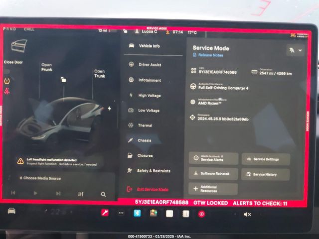 5YJ3E1EA0RF748588 Tesla Model 3 Long Range Dual Motor All-wheel Drive/rear-wheel Drive