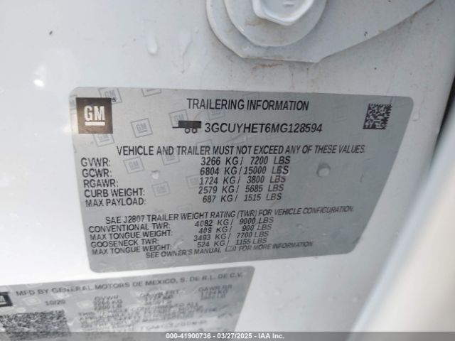 3GCUYHET6MG128594 Chevrolet Silverado 1500 4wd  Short Bed High Country