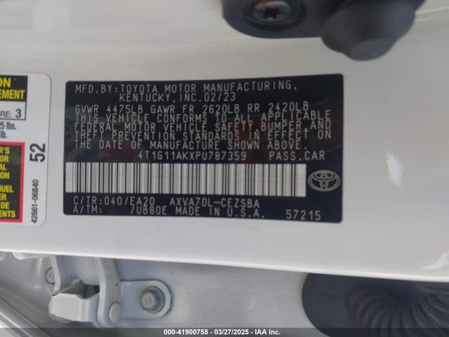4T1G11AKXPU787359 Toyota CAMRY SE