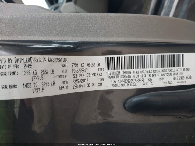 2005 JEEP GRAND CHEROKEE 1J4HR58285C588239 Photo 8