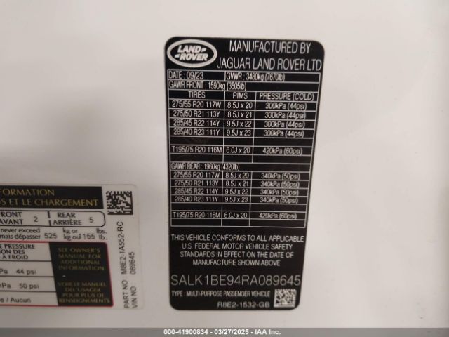SALK1BE94RA089645 Land Rover Range Rover P530 Autobiography/p530 Autobiography 7 Seat