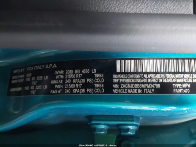 ZACNJDBB6MPM34798 Jeep Renegade Latitude 4x4