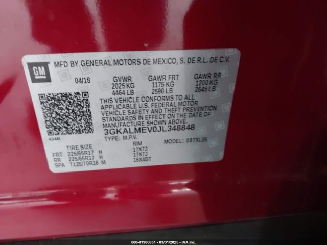 3GKALMEV0JL348848 GMC Terrain Sle