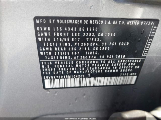 3VV5X7B21RM104209 Volkswagen Taos 1.5t S