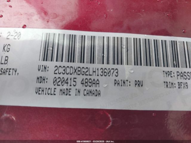 2C3CDXBG2LH136073 Dodge Charger Sxt Rwd