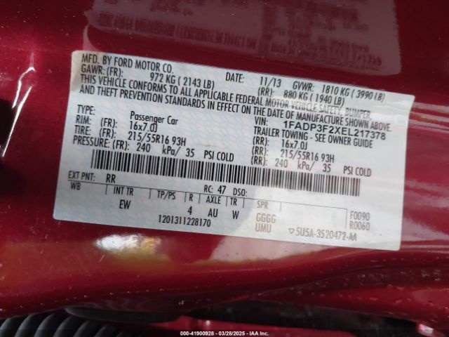 1FADP3F2XEL217378 Ford FOCUS SE