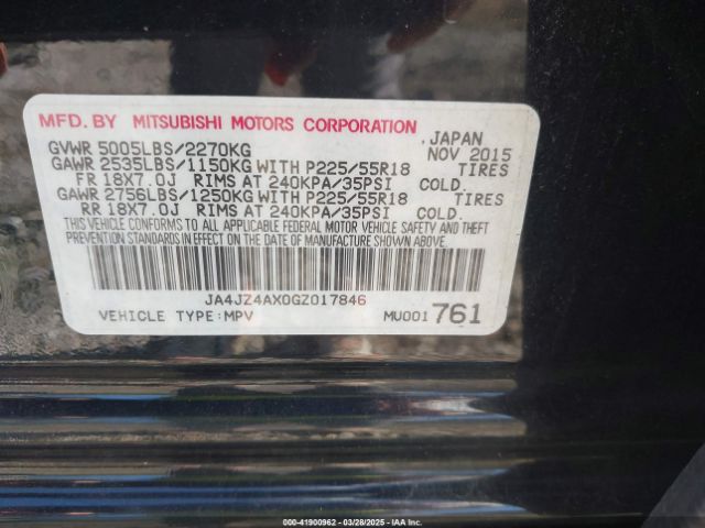 2016 MITSUBISHI OUTLANDER JA4JZ4AX0GZ017846 Photo 8