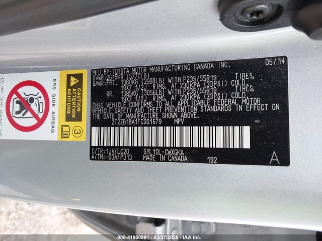 Lexus 2gr-fxe, 4jm 2015 2T2ZB1BA1FC001679 Image 9