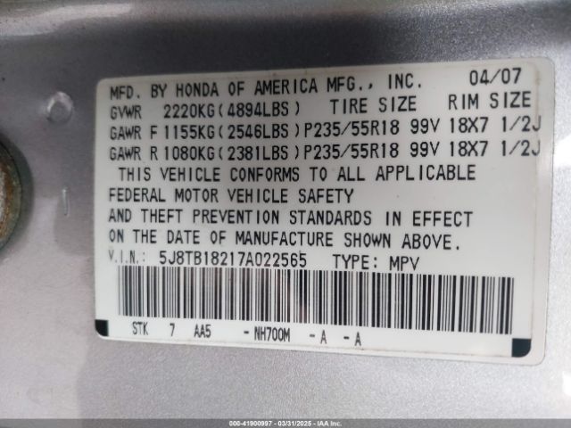 2007 ACURA RDX 5J8TB18217A022565 Photo 8