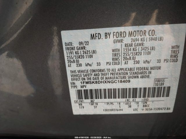 2022 FORD EXPLORER 1FMSK8DHXNGC18409 Photo 8