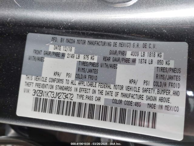 3MZBN1K73JM273472 Mazda Mazda3 Sport
