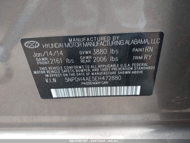 5NPDH4AE5EH472880 Hyundai Elantra Limited