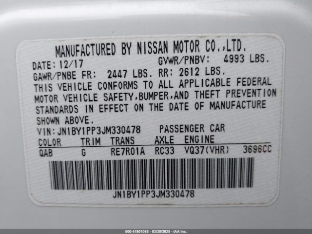 JN1BY1PP3JM330478 Infiniti Q70l 3.7 Luxe