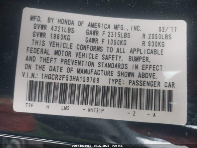 1HGCR2F50HA159769 Honda Accord Sport