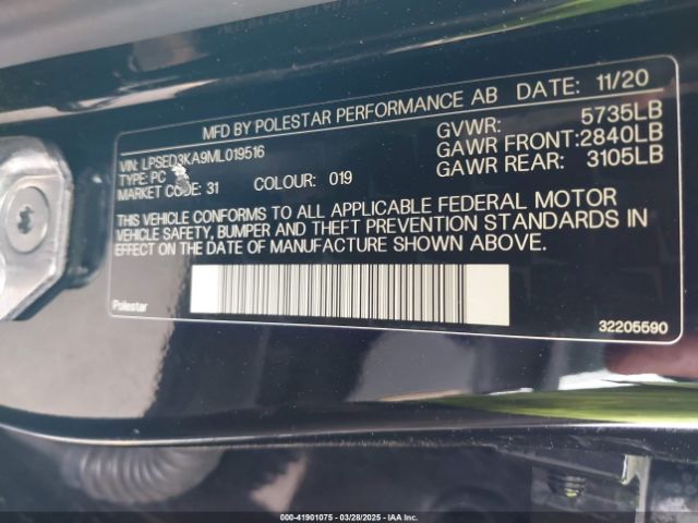 LPSED3KA9ML019516 Polestar 2 Launch Edition